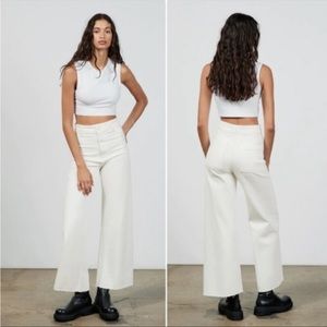 Zara The Marine Straight High Waist Jeans White Size 2
